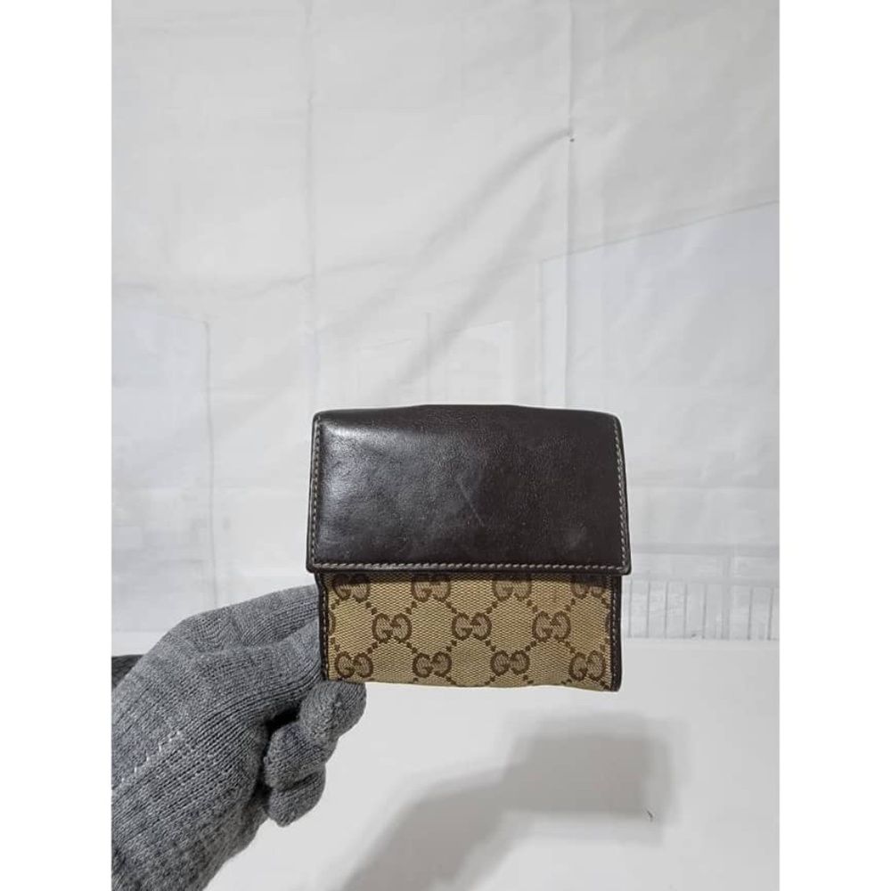 Authentic Gucci GG Supreme Coated Canvas and Leather French Flap Wallet